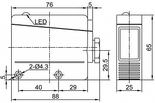 LANBAO PTL-PM12SK-D Оптический датчик 88x65x25 Реле Sn=12м (R-Тип) Клеммы