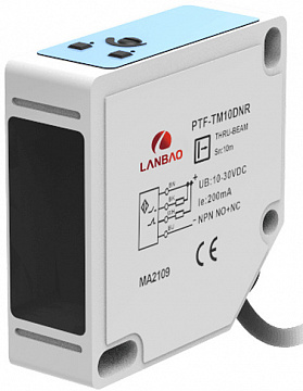 LANBAO PTF-BC50SK Датчик фотоэлектрический диффузный, 50 см, 12-240 DC / 24-240 AC, реле, кабель 2 м