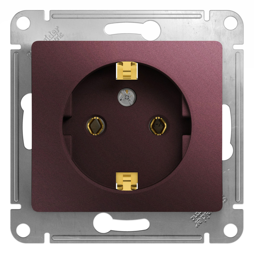 GLOSSA РОЗЕТКА с заземлением, 16А, 250В, механизм, БАКЛАЖАНОВЫЙ