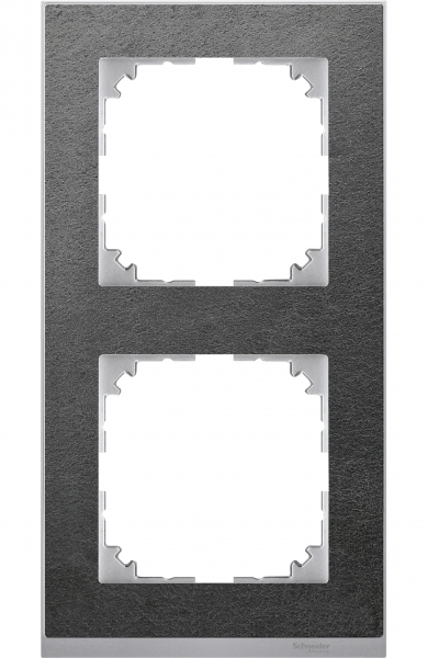 MERTEN M-Pure Decor РАМКА 2 поста б/перегородки, СЛАНЕЦ/АЛЮМИНИЙ, SM