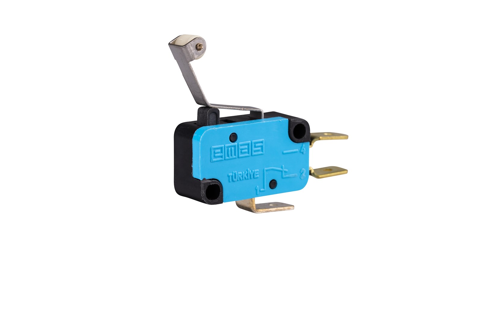 Микровыключатель, привод пластиковый роликовый рычаг (1ПК), металлический корпус (250В AC, 10А), IP20 MK1MIP3