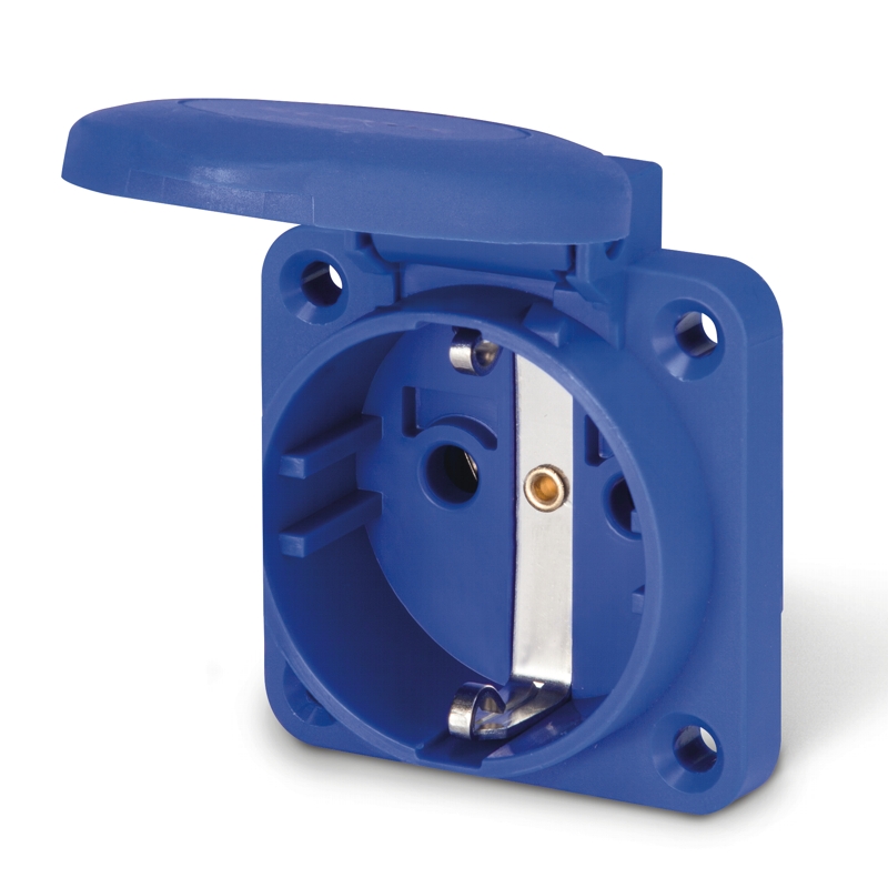 Розетка встраиваемая 16A, SCHUKO без шторок 2P+E, 200_250VAC 50/60Hz, уст. 50x60mm, IP54, серия DOMO