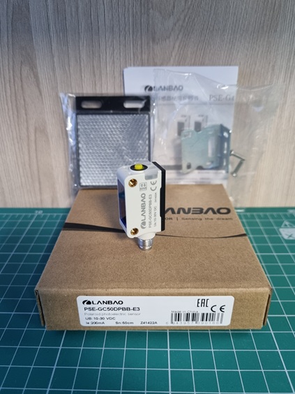 LANBAO PSE-GC50DPBB-E3 оптический датчик 32,5x20x12мм PNP NO/NC Sn=500мм (R-тип) разъем M8