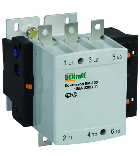 Контактор 265А 380В АС3 1НО+1НЗ КМ-103 Dekraft
