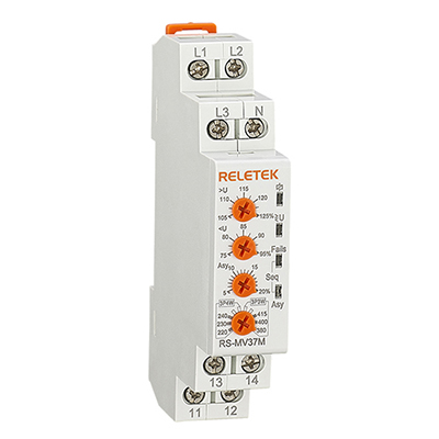 Реле контроля фаз RS-MV31M, 3P, 2CO, 266_540VAC(L-L), 2s, обрыв, чередование, 1M