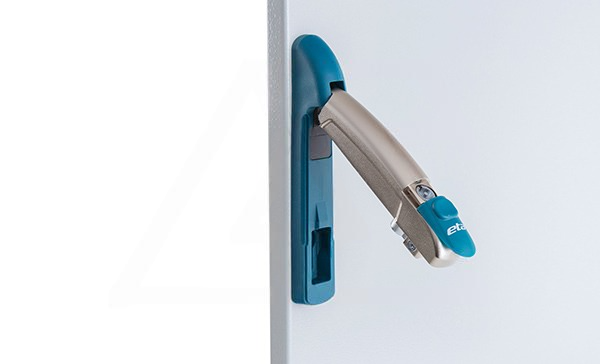 Ручка с рычагом для стальных ENUX/EMOX с логотипом ETA, RAL5020 + e-coating "silver"