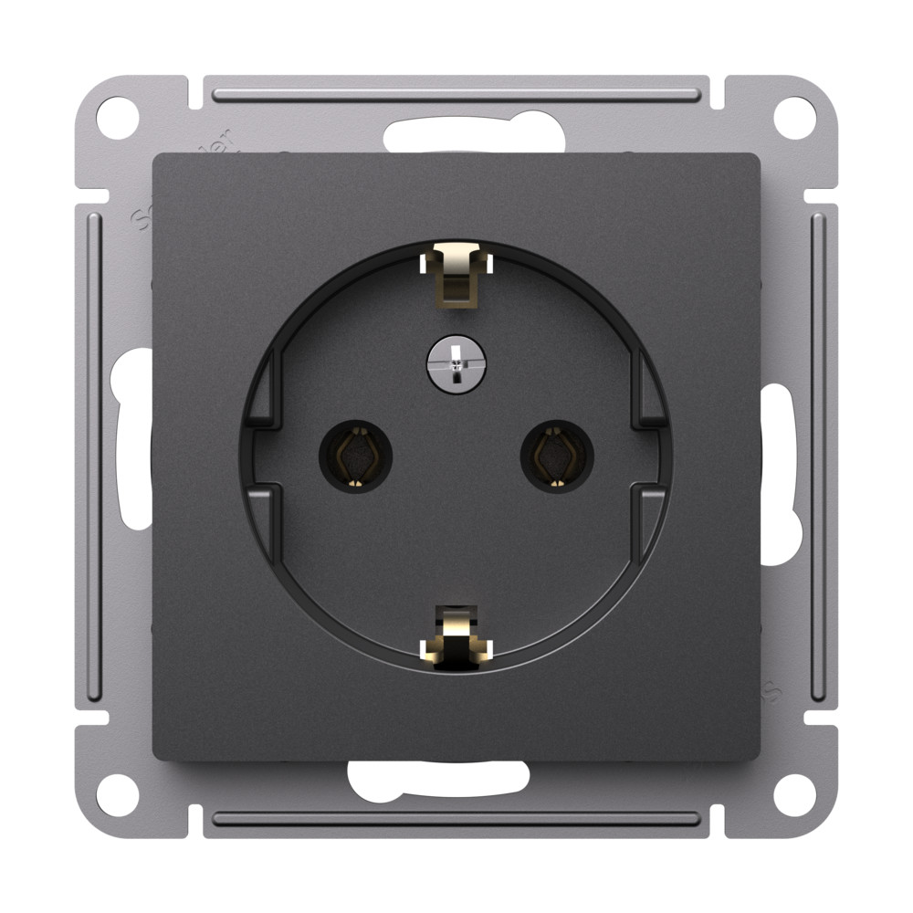 ATLASDESIGN РОЗЕТКА с заземлением без шторок, 16А, механизм, БАЗАЛЬТ