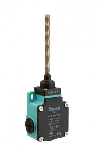 Концевой выключатель алюминиевый корпус, пластиковая крышка, тупой пружинный рычаг,  1NO + 1NC