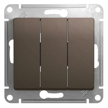 GLOSSA 3-клавишный ВЫКЛЮЧАТЕЛЬ,сх.1+1+1, 10АХ, механизм, ШОКОЛАД
