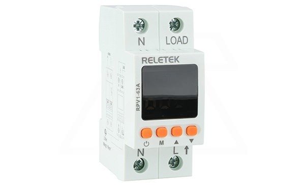 Реле контроля напряжения RPV1/63, 1NO+N, 63A, 220VAC, Umin(80_210V)/Umax(220_300V), 5_600s, цифровой дисплей, 2M
