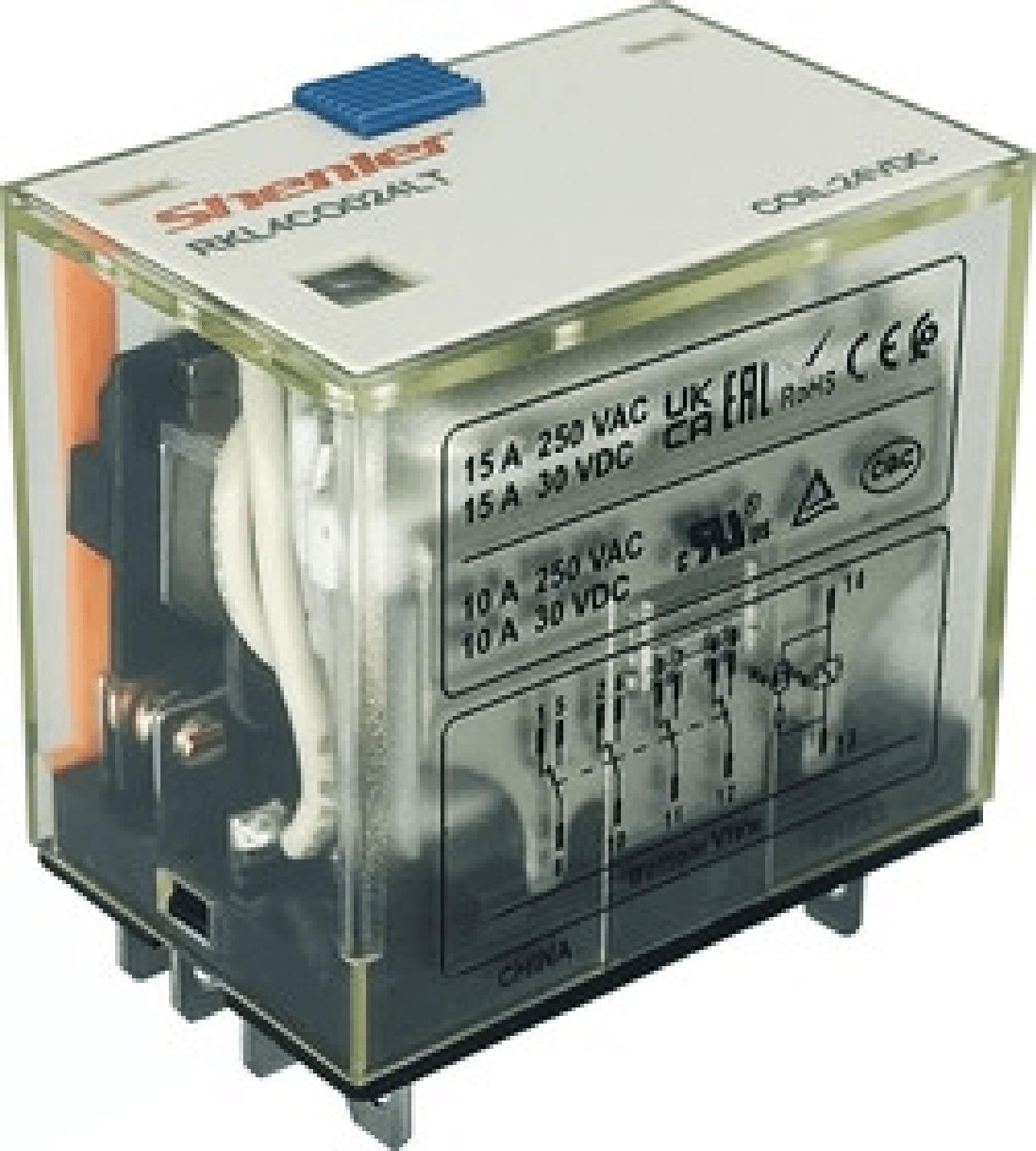 Реле RKL3CO024L, 3CO, 10A(250VAC/30VDC), 24VDC, мех. индикация, тест-кнопка с блокировкой, LED