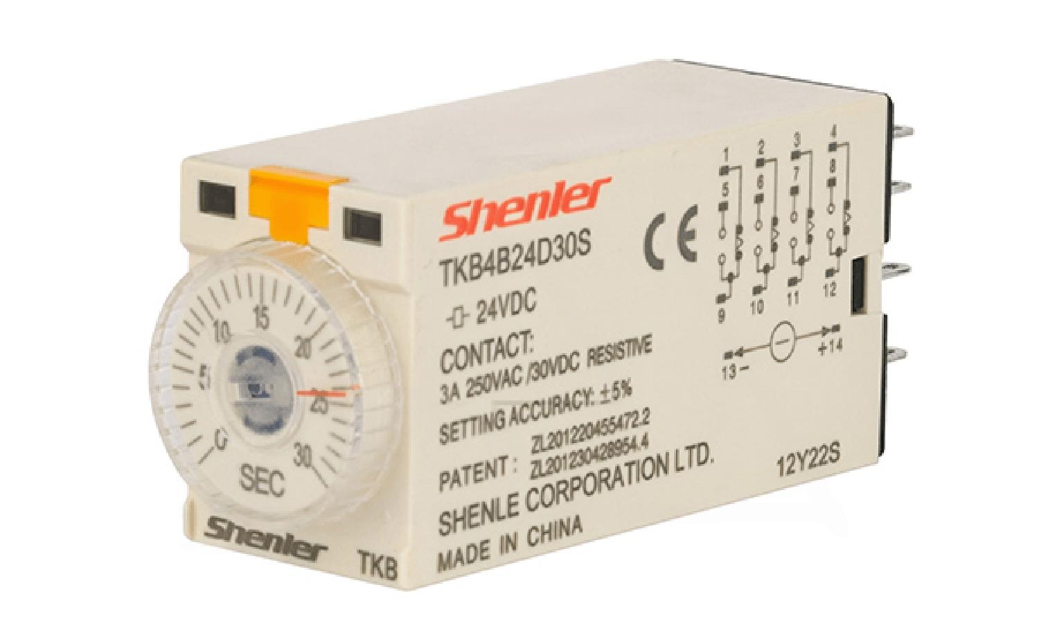 Реле времени TKB4B24D30S 4CO, 5A, 24VDC, задержка включения, LED, 1s-30s±5%, монтаж в цокль SKF14