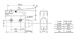 LANBAO LSAR7-120 концевой выключатель NO/NC шарнирный рычаг