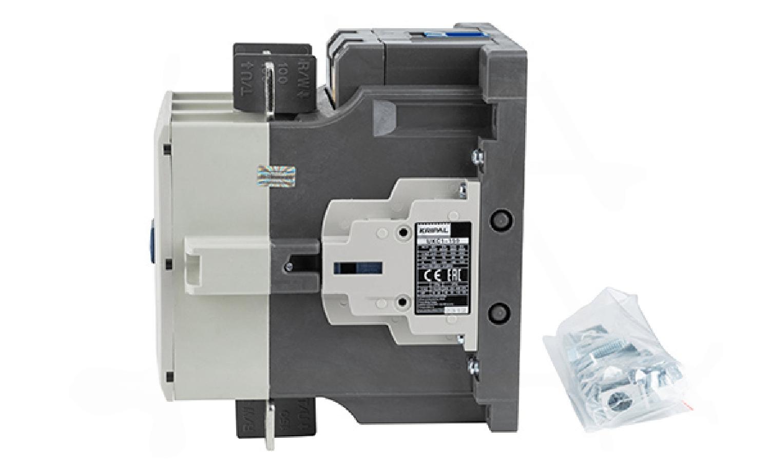 Контактор UKC1-150-22-400AC, 3P, 150A(AC-3), 200A(AC-1), 75kW(400VAC), Uк=380-450VAC, 2NO+2NC