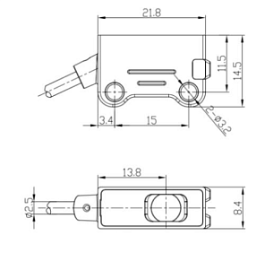 LANBAO PST-TC50DV оптический датчик 14,5x8,8x21,8мм Sn=500мм (T-тип) кабель 2м/ передатчик