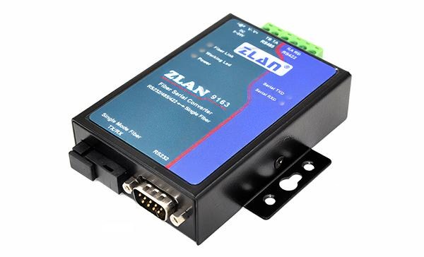 Оптоволоконный преобразователь ZLAN9163-3-EU (используется с ZLAN9163-5-EU), RS-232/485/422 в одномодовое оптоволокно, разъем SC, 24VDC, EU, DIN35