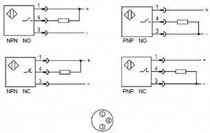 LANBAO LE81VF15DPC-E1 индуктивный датчик 8x8x59мм PNP NC 1,5мм  разъем M8