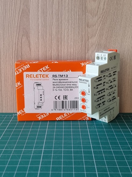 Реле времени RS-TM13, 1CO, 8A(250VAC), 24_240VAC/DC, 100ms_10d, многофункциональное - 10 функций, 1M