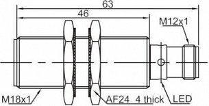 LANBAO LR18XBF08DPCY-E2 индуктивный датчик M18x63мм PNP NC Sn=8мм разъем M12