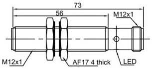LANBAO LR12XCF06DPCY-E2 индуктивный датчик M12x73мм PNP NC Sn=6мм разъем M12