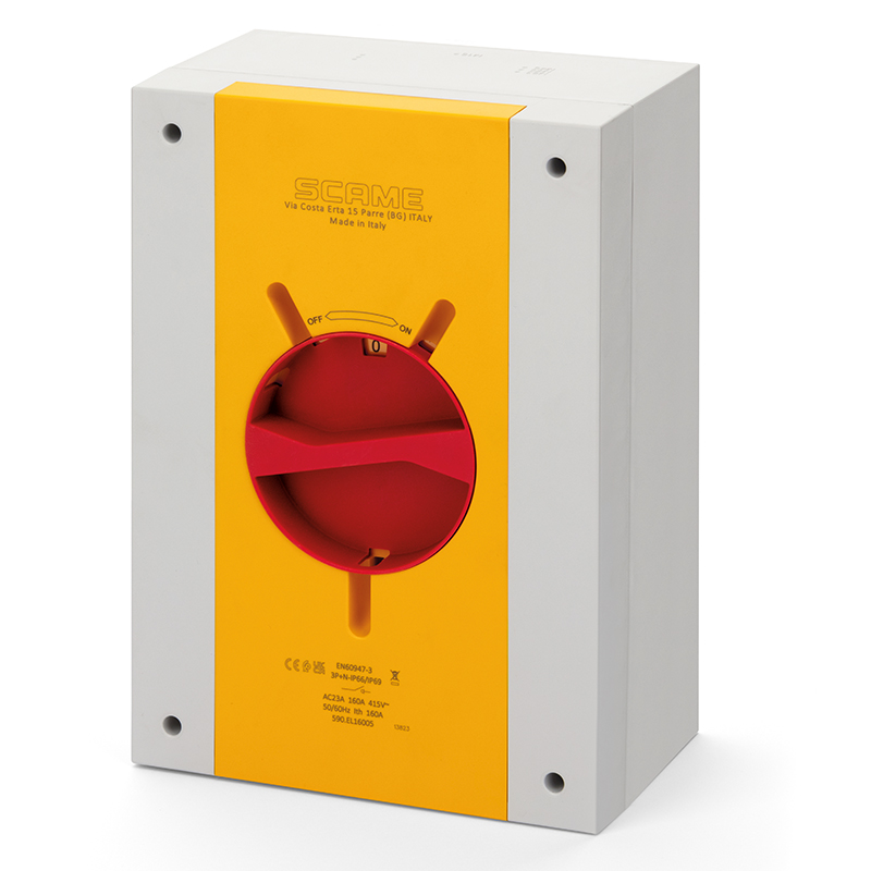 Выключатель нагрузки аварийный, 3P, 100A, 690VAC, габ. Y4, красная блок. рукоятка, в пластм. корпусе IP66/IP69, ISOLATORS