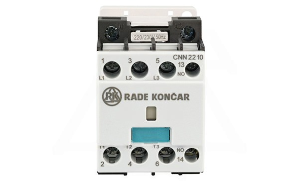 Контактор CNN 22 10, 3P, 22A/(30A по AC-1), 11kW(400VAC), 1NO, Uk=24VDC, Iвтяг=5,1А, Iудерж=0,12А
