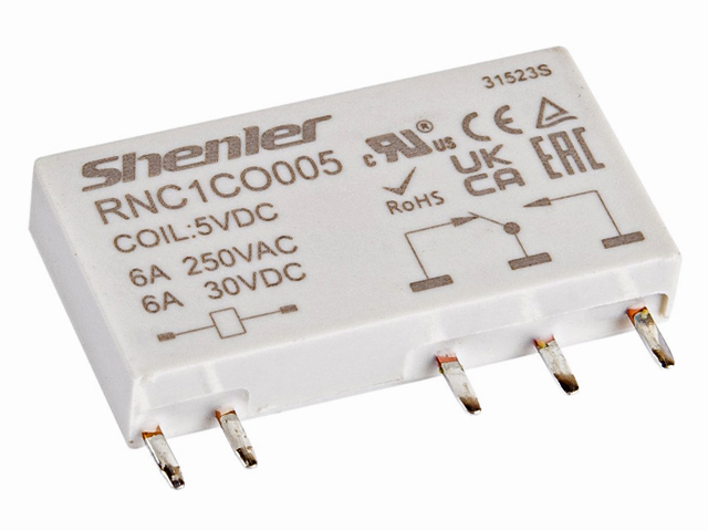 Реле RNC1CO005, 1CO, 6A(250VAC/30VDC), 5VDC, для печатных плат и цоколей SNB05/SNC05, IP60