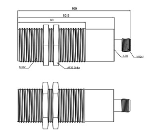 LANBAO UR30-CM2DNB-E2 ультразвуковой датчик M30 NPN NO/NC Sn=2000мм разъем M12