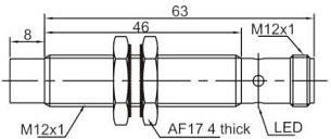 LANBAO LR12XBN08DNRY-E2 индуктивный датчик M12x3мм NPN NO/NC Sn=8мм Разъем М12