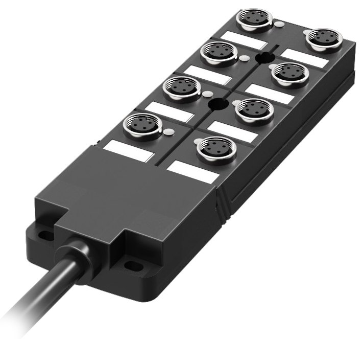 LANBAO DB120804-2-07N Распределительная коробка M12x1x4 пин/8 отверстий/7mPUR кабель /NPN выход