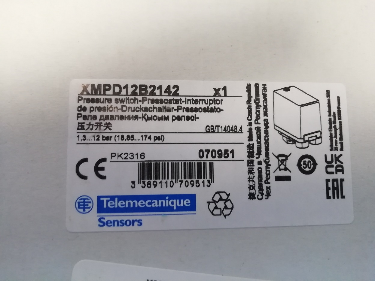 Датчик давления XMP, 12 bar, G 1/4 female, 2 NC, without control type XMP D12B2142