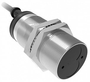 LANBAO PR30-DM5DPR Рефлекторный датчик 5 м, инфракрасный свет светодиод (880нм), PNP, NO+NC, 10…30 DC, никелированная латунь, цилиндрический, кабель, IP67