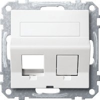 MERTEN ПЛАТА наклонная д/Keystone RJ45 2 поста, ПОЛ.БЕЛЫЙ, SM