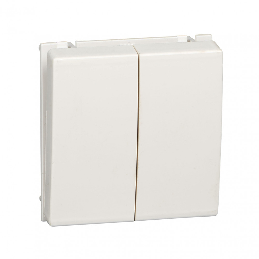 W45 ВЫКЛЮЧАТЕЛЬ модульный 2-клавишный, 2 модуля (45х45 мм) БЕЛЫЙ RAL9010