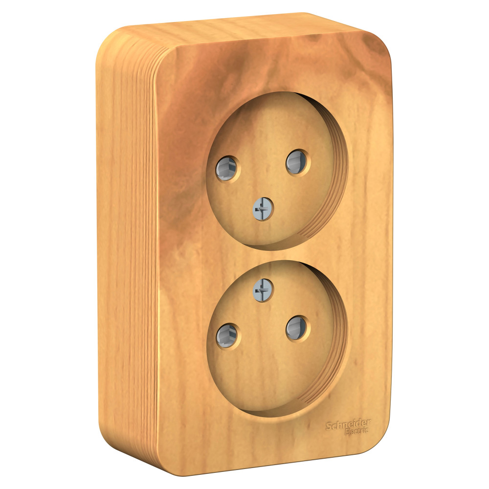 BLANCA О/У РОЗЕТКА двойная без заземления со шторками, ИЗОЛ.ПЛ., 16А, 250В, ЯСЕНЬ