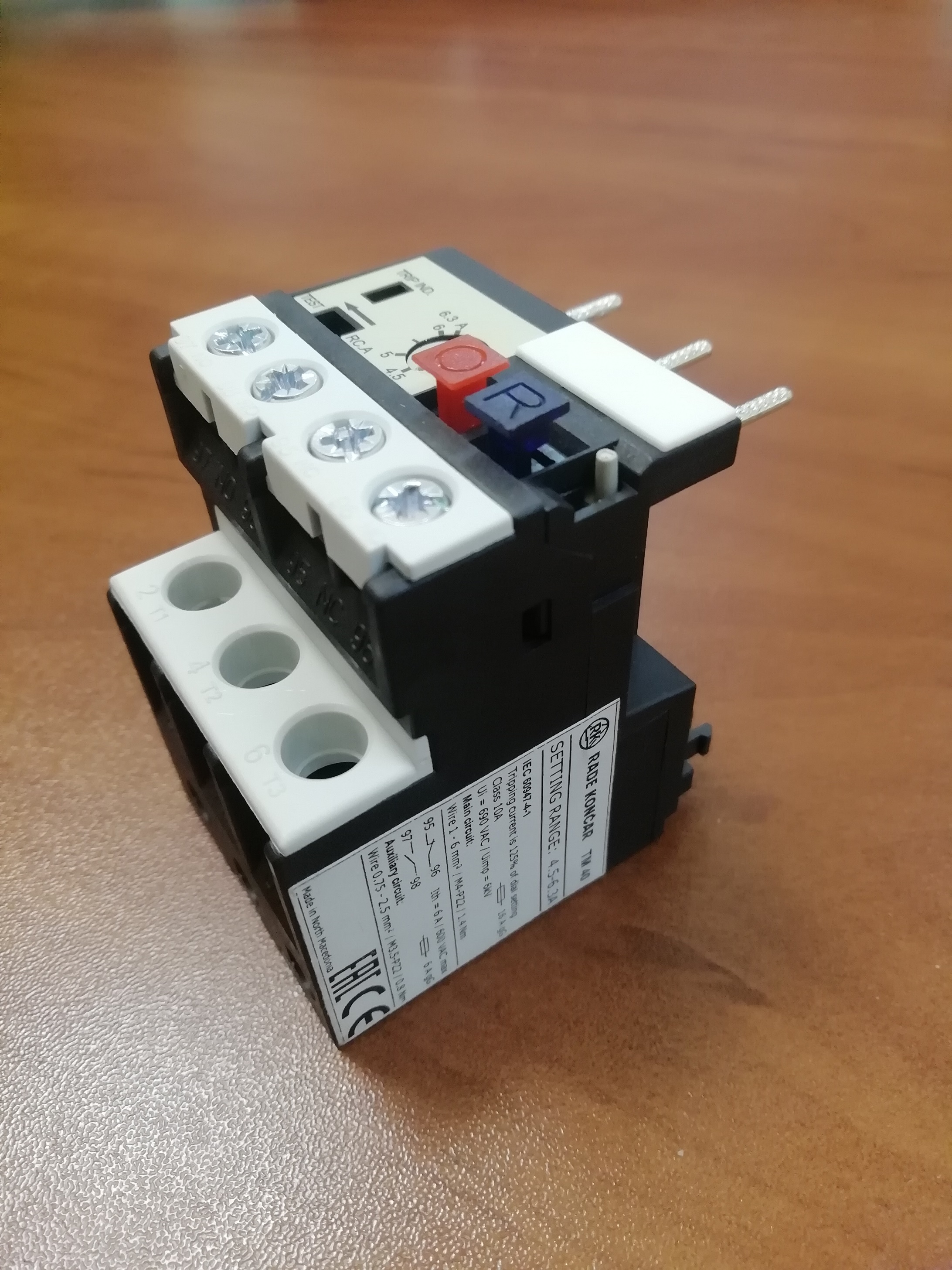 Реле тепловой перегрузки TM 40 - 6.3A, It=4.5_6.3A, 1NO+1NC, CLASS 10A, прямой монтаж для CNN 9_40
