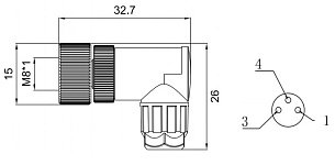 LANBAO QE8-N3G угловой разъем M8 3pin