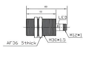LANBAO LR30XBF15DPOA-E2 индуктивный датчик M30 Sn=15мм PNP NO PTFE разъем M12