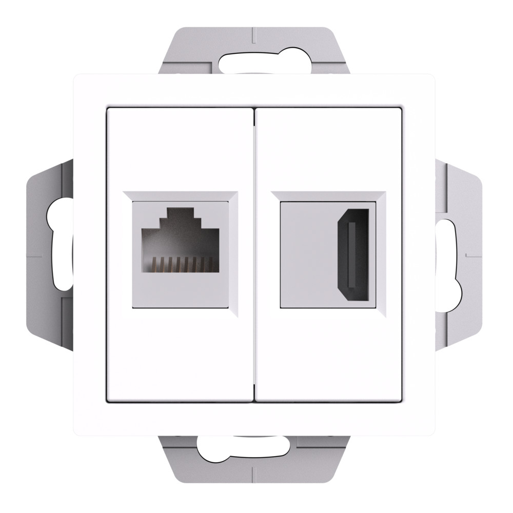 ATLASDESIGN РОЗЕТКА двойная HDMI+RJ45, кат. 5е, механизм, БЕЛЫЙ