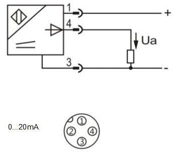 LANBAO LE80XZSF40LI4M-E2 Индуктивный датчик 40 мм, прямоугольный, заподлицо, 15…30 DC, 4…20 mA, PBT,