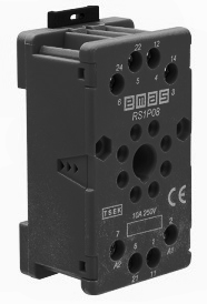 Колодка для реле 8 выводов, чёрный цвет RS1P08H1
