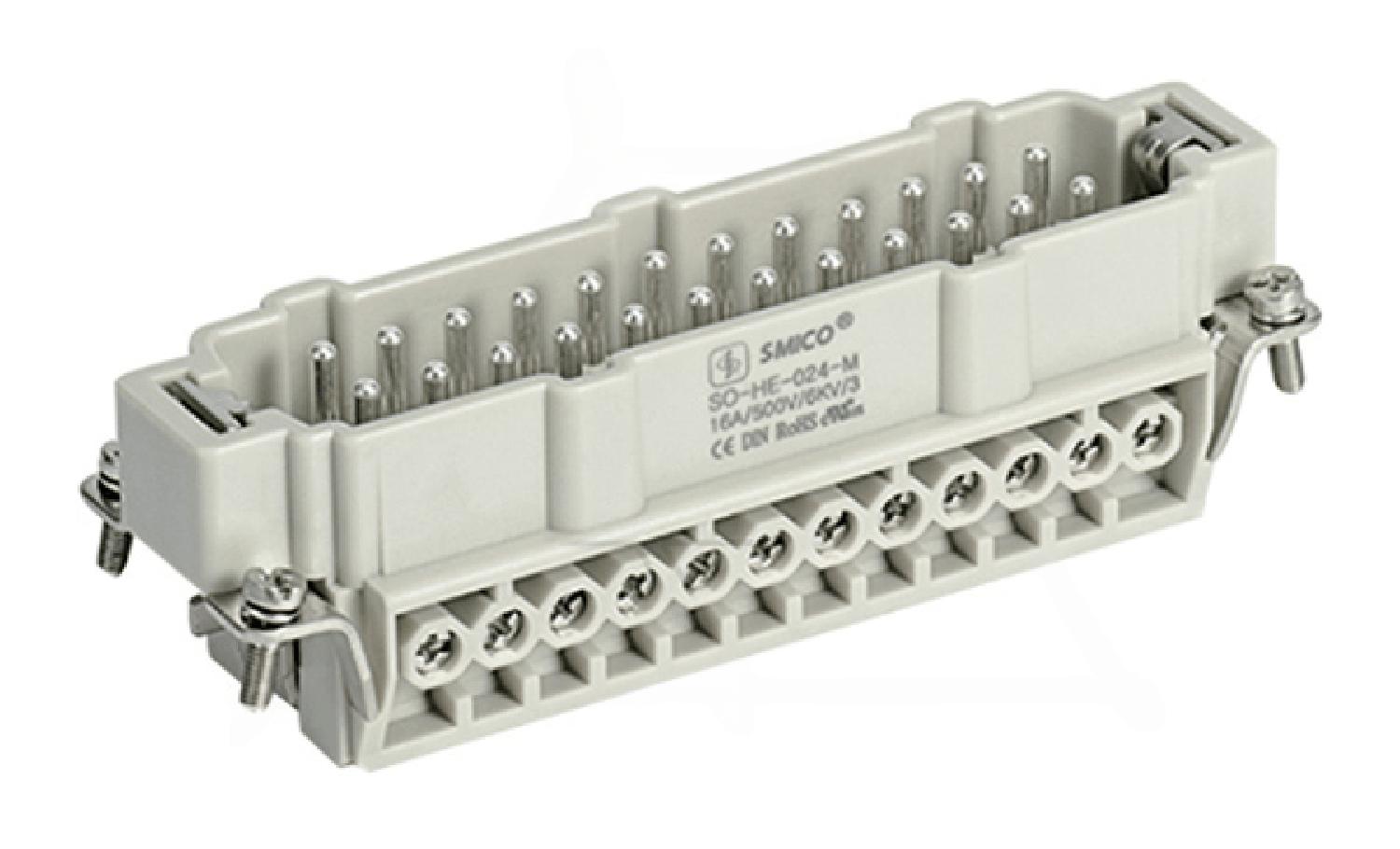 Вставка контактная, размер H24B, тип вилка, 24P+PE (25-48), 16A, 500V, винтовой зажим