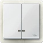 MERTEN КЛАВИША двойная с окошком д/световой индикации IP44,ПОЛ.БЕЛЫЙ, SM