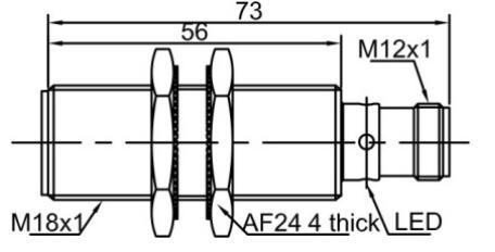 LANBAO LR18XCF05LIUM-E2 индуктивный датчик М18х73мм 0...10V/0...20mA Sn=5мм разъем M12