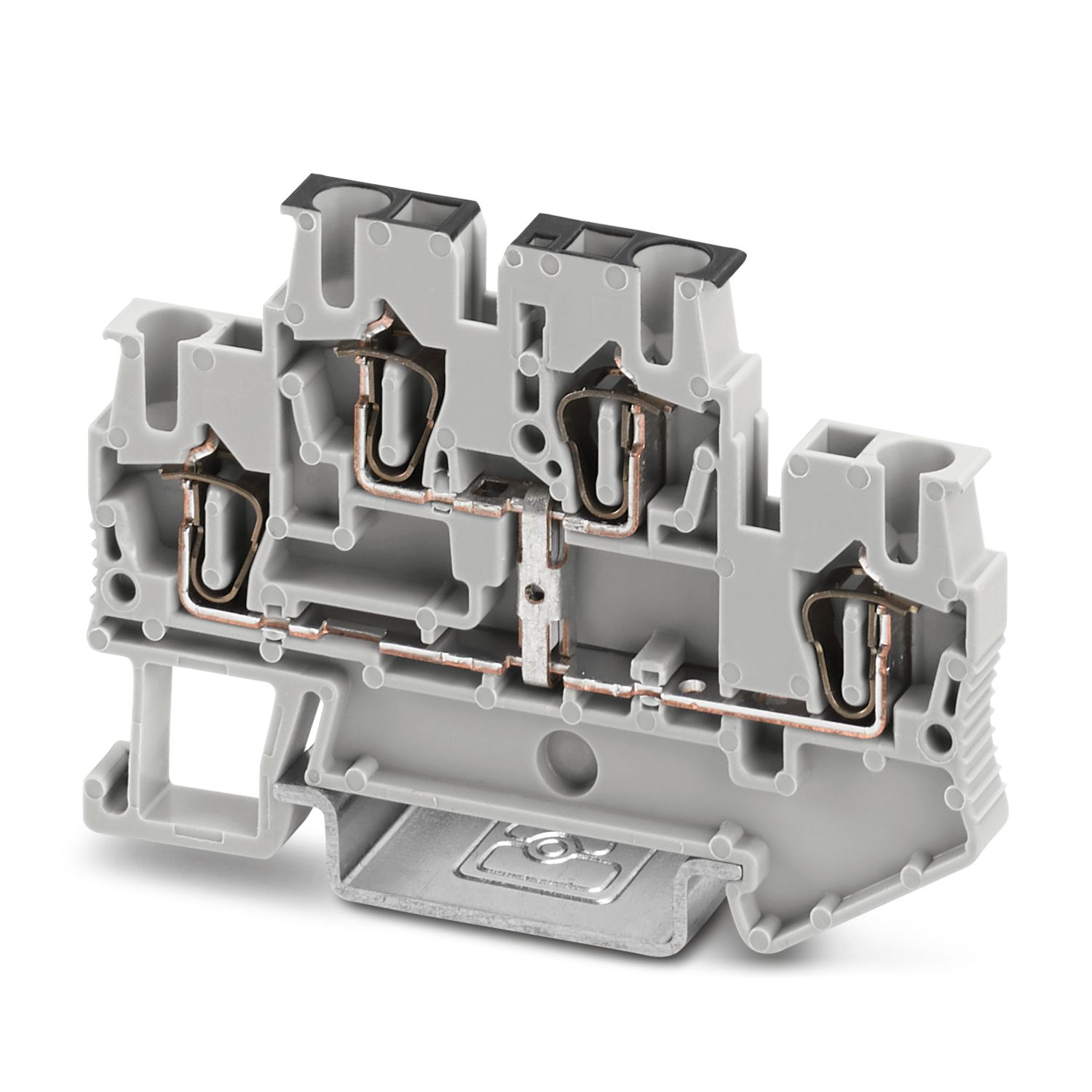 Клемма двухъярусная STTB 2,5-PV /5,2mm, пружинная, со связью потенциала, 4 присоед., 2,5(max 4)mm2, 22A, 500V, серая