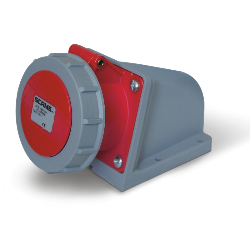 Разъем пром. силовой CEE настенный угловой, гнездо, 16A, 6P+E 6h, 380_415VAC 50/60Hz, IP66/IP67, серия OPTIMA-SEVEN