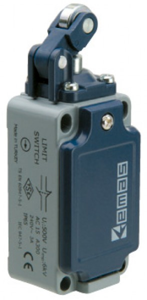 Концевой выключатель, привод однонаправленный металлический ролик 14мм с угловым действием (1НЗ+1НО, мгновенное сраб.), серия L52, металлический корпус (240В AC, 3А), IP65 L52K13MIM311