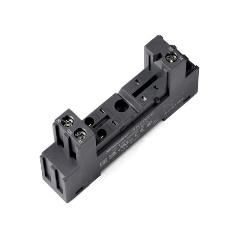 Цоколь SRB08-E, 10A(300V), винтовой зажим, черный, на рейку DIN35/панель, для R2G1CH, R2G2CH, RM84, RM85, RM87L, RM87P, RMP84, RMP85, 41.52, 41.61, 41