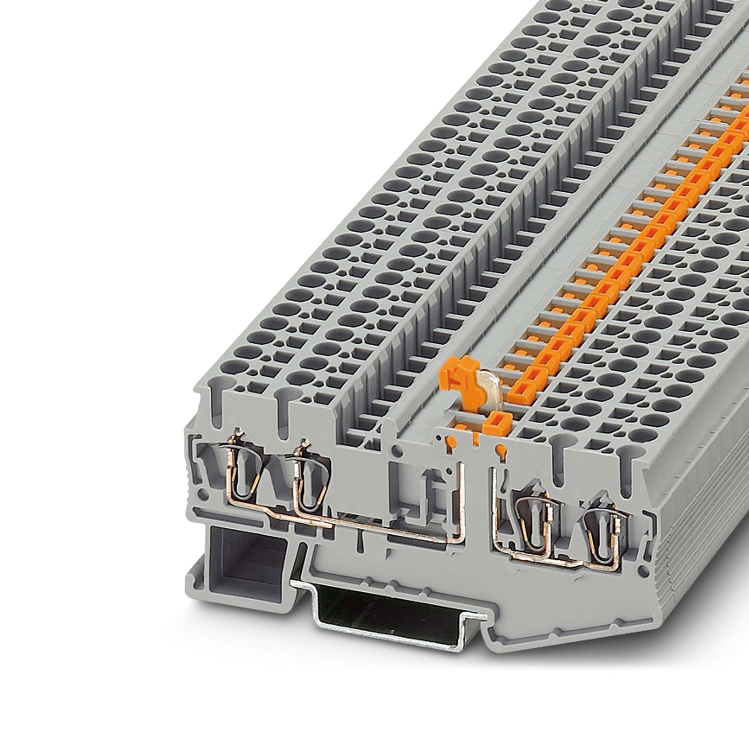 Клемма с ножевым размыкателем ST 2,5-QUATTRO-MT /5,2mm, пружинная, 4 присоед., 2,5(max 4)mm2, 20A, 400V, серая
