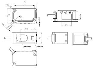 LANBAO PDE-CR400TGIU Лазерный датчик смещения PNP/NPN NO/NC Кабель 2м